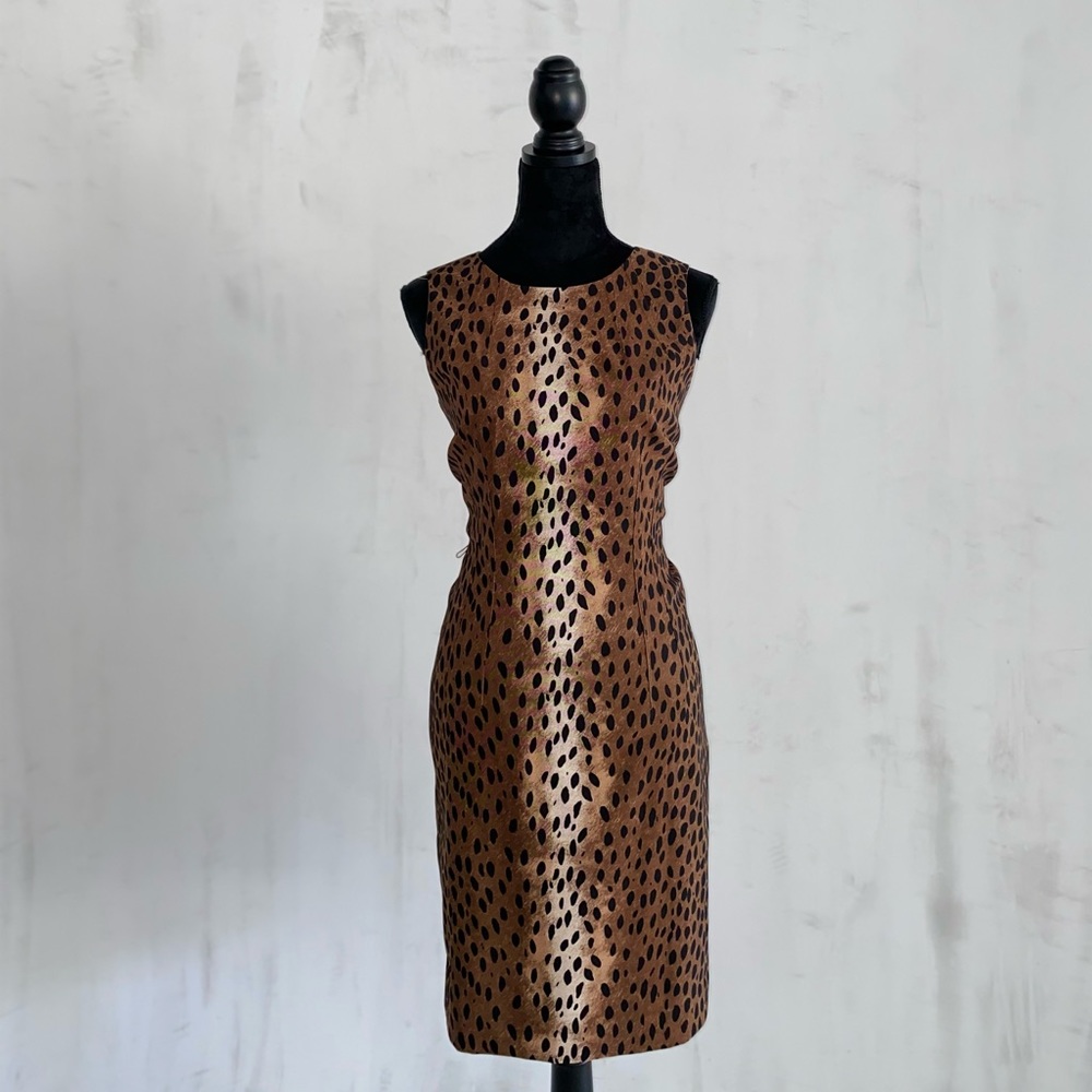 Michael Kors Sleeveless Midi Leopard Print Dress. Size 10